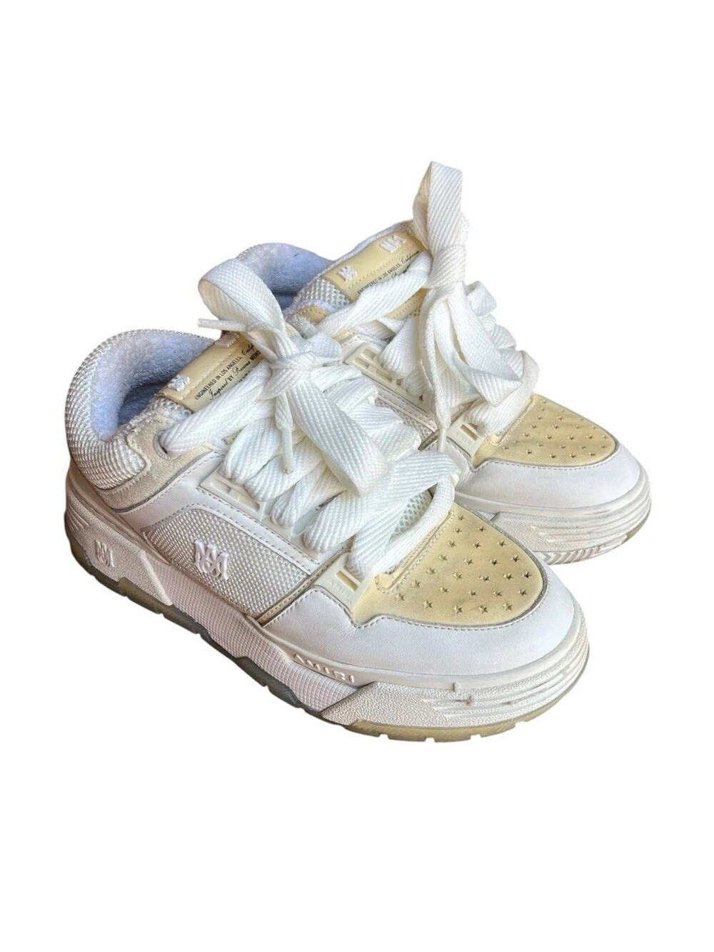 Amiri MA-1 Women’s Sneakers Size 9 White Cream Star Perforated Low Top Designer